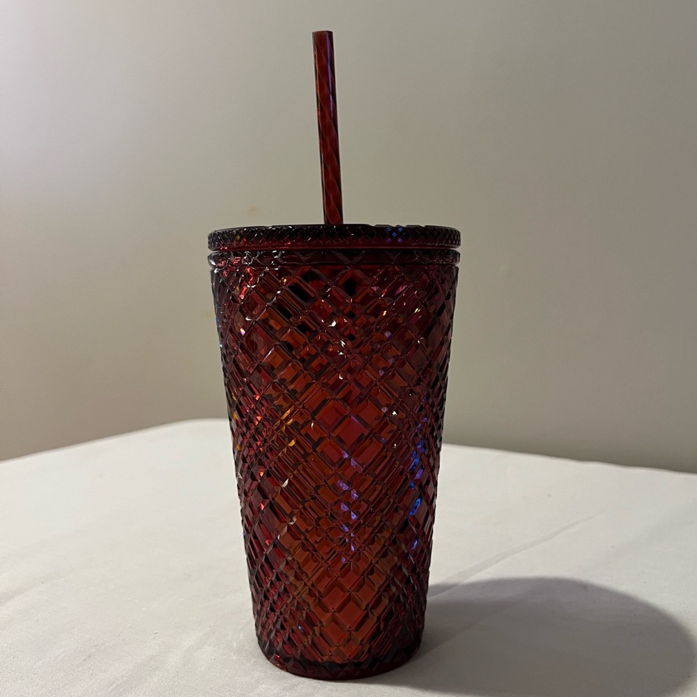 Starbucks Holiday Cold Cup Tumbler with Straw, Dark Red - Picture 2 of 2
